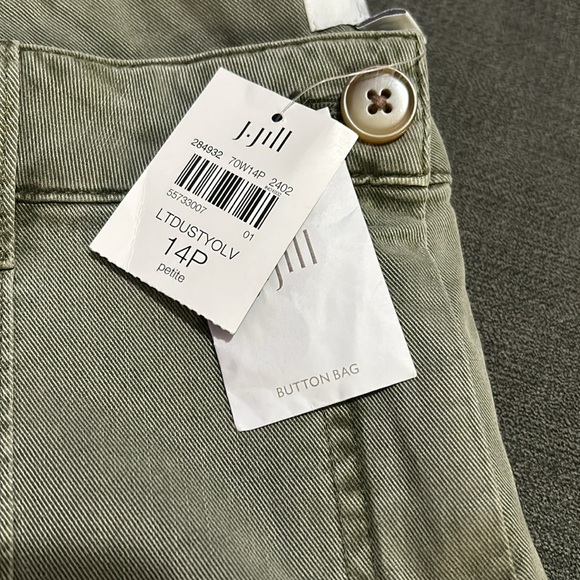 NWT J. Jill High-Rise, Wide-Leg Cargo Pants-Light Dusty Olive Green-14P - Picture 2 of 7